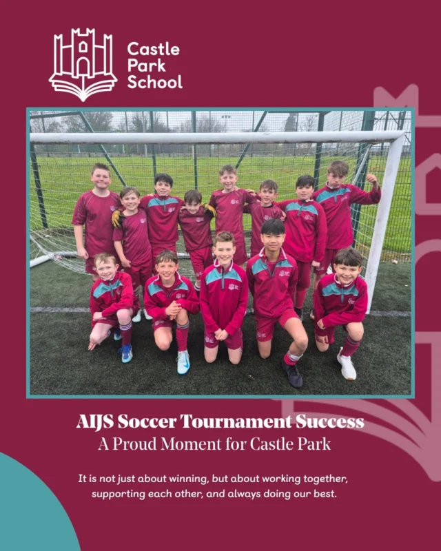 Castle Park School Celebrates First-Ever Win at the AIJS Football Tournament ⚽️

We are delighted to share that Castle Park claimed its first AIJS Football Tournament victory last Friday.

The team delivered a fantastic performance, remaining undefeated across six matches and finishing with a confident 5-0 win in the final.

A special mention to all the players for their teamwork and determination, and to coaches Mr Hillman and Mr Nolan for their guidance and support.

A proud moment for our school and a well-earned achievement. 👏

#CastleParkSchool #independantschools  #AIJSFootball #FirstWin #SchoolSport #TeamEffort  #dalkey #StudentAchievem